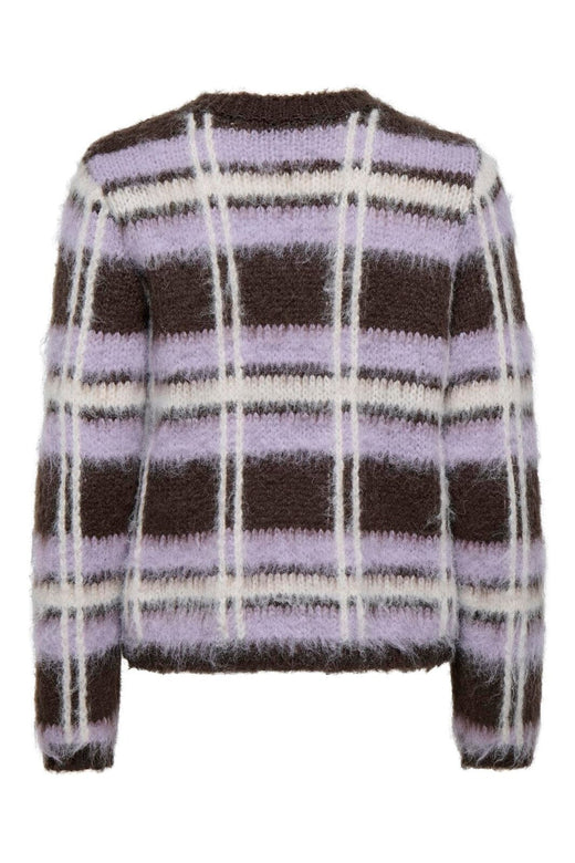 JDY - Jdysheridan L/S On Check Pullover Knt - 5111309 Chocolate Brown Lavender Frost & Whitecap Gray