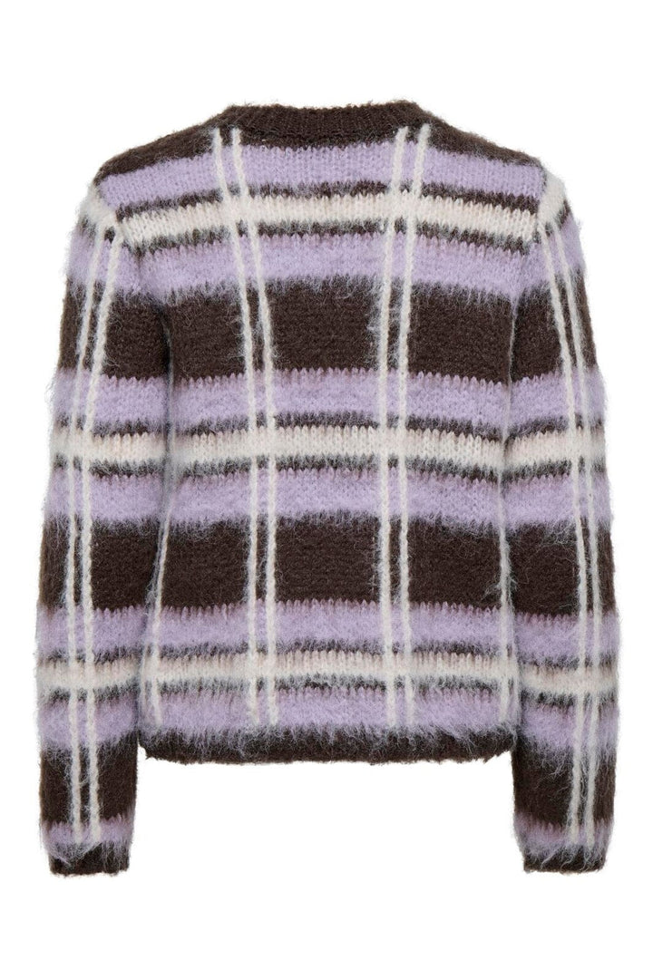 JDY - Jdysheridan L/S On Check Pullover Knt - 5111309 Chocolate Brown Lavender Frost & Whitecap Gray