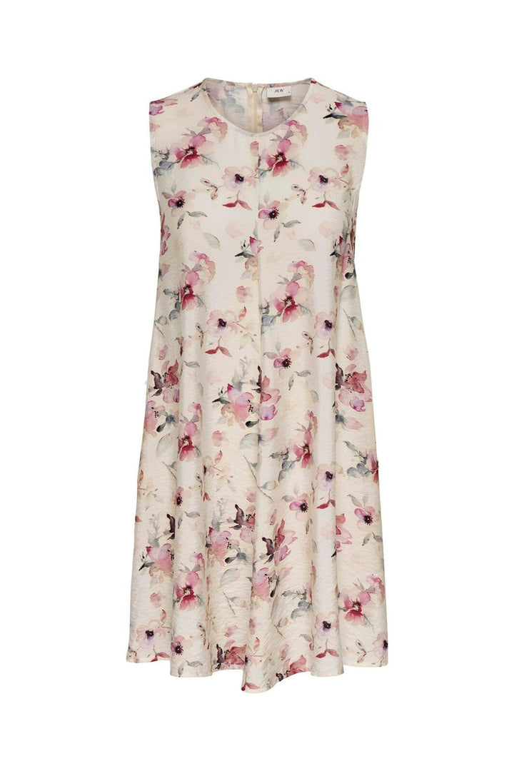 JDY - Jdytroya Barbara Life S/L Dress - 5054430 Cloud Dancer 11-03-26 Multi Flower