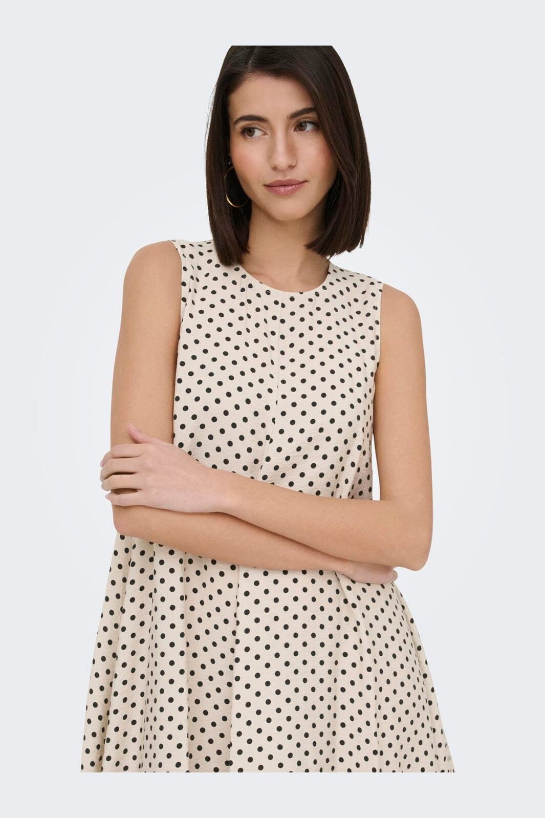 JDY - Jdytroya Barbara Life S/L Dress - 5054434 Pumice Stone 21-03-26 Pumice Stone W. Black Dot