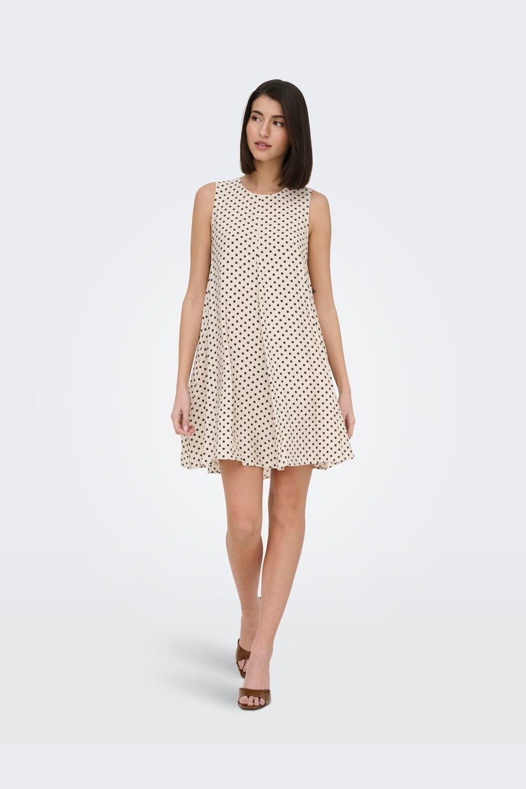 JDY - Jdytroya Barbara Life S/L Dress - 5054434 Pumice Stone 21-03-26 Pumice Stone W. Black Dot
