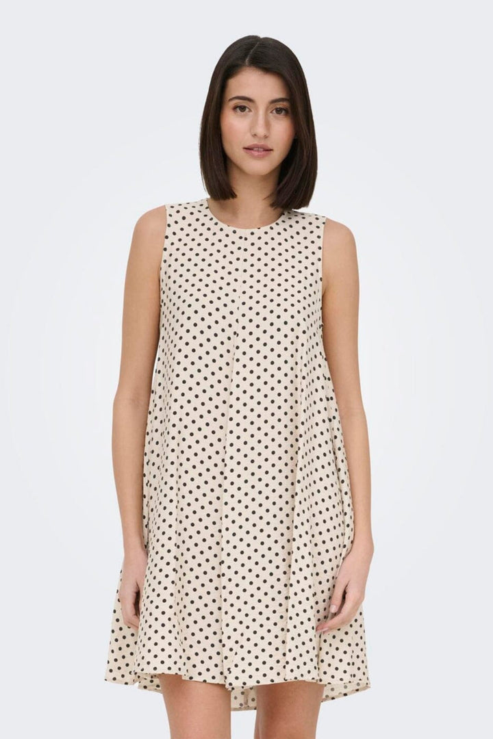 JDY - Jdytroya Barbara Life S/L Dress - 5054434 Pumice Stone 21-03-26 Pumice Stone W. Black Dot