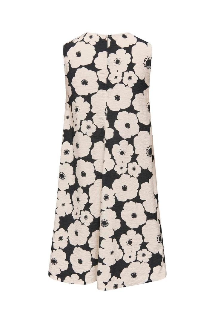 JDY - Jdytroya Barbara Life S/L Dress - 5054438 Black 24-03-26 W. Tapioca Big Flower