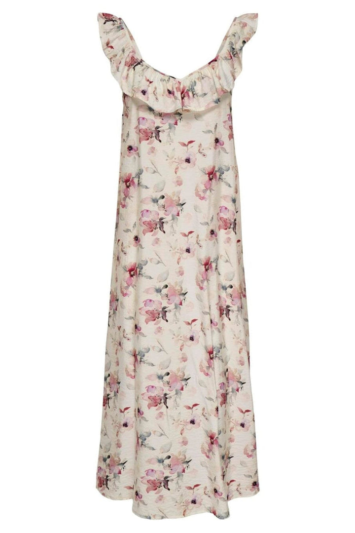 JDY - Jdytroya Life S/L Midi Dress Dia - 5015565 Cloud Dancer 11-03-26 Multi Flower