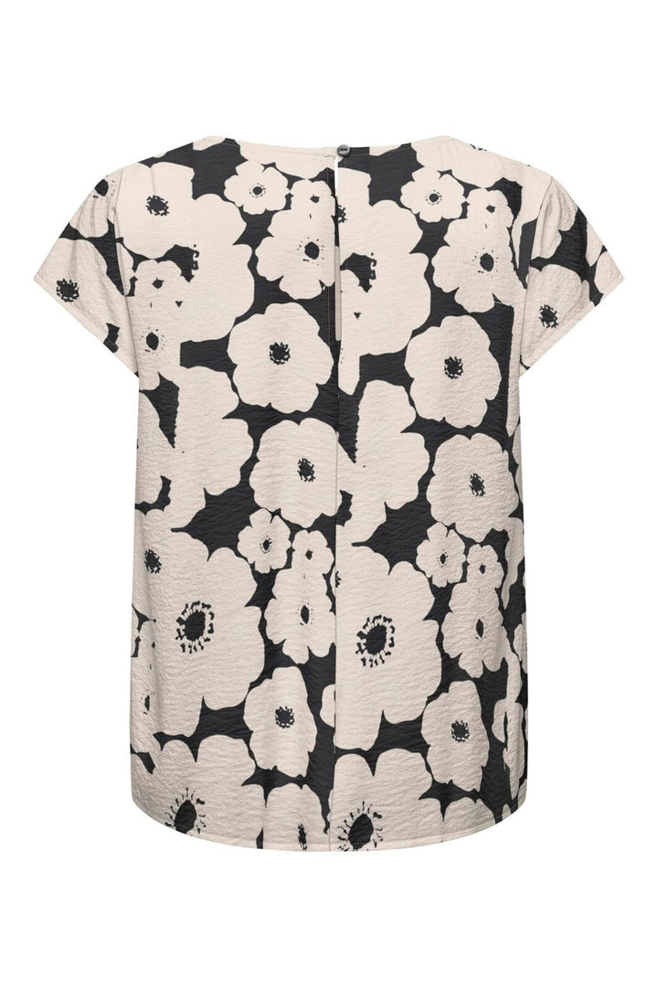 JDY - Jdytroya Life S/S Top Dia - 5085474 Black 24-03-26 W. Tapioca Big Flower