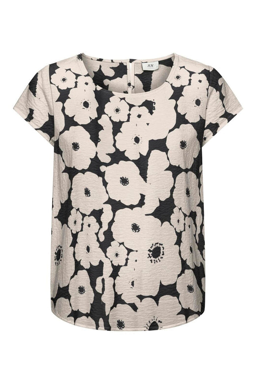 JDY - Jdytroya Life S/S Top Dia - 5085474 Black 24-03-26 W. Tapioca Big Flower