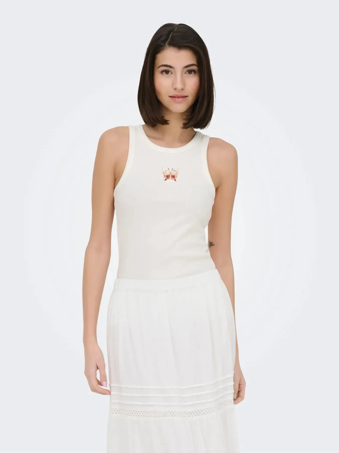 JDY - Jdytulle Life Emb Tank Top - 4969487 Cloud Dancer Emb Butterfly Tank Top 
