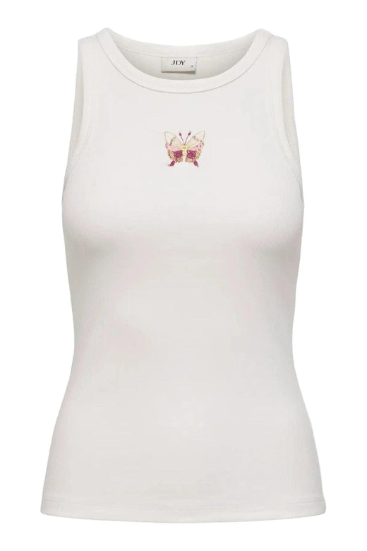 JDY - Jdytulle Life Emb Tank Top - 4969487 Cloud Dancer Emb Butterfly Tank Top 