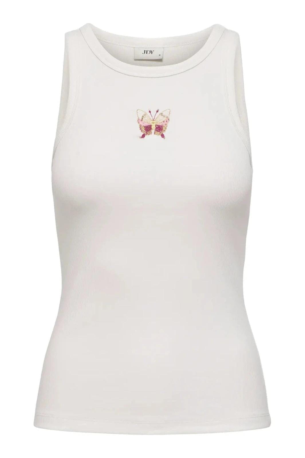 JDY - Jdytulle Life Emb Tank Top - 4969487 Cloud Dancer Emb Butterfly Tank Top 