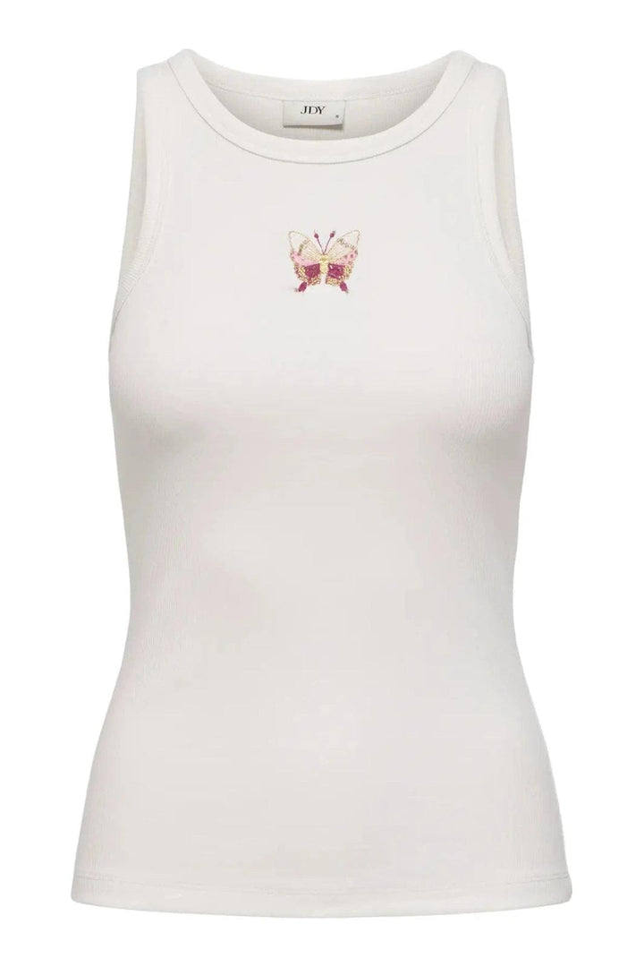 JDY - Jdytulle Life Emb Tank Top - 4969487 Cloud Dancer Emb Butterfly Tank Top 