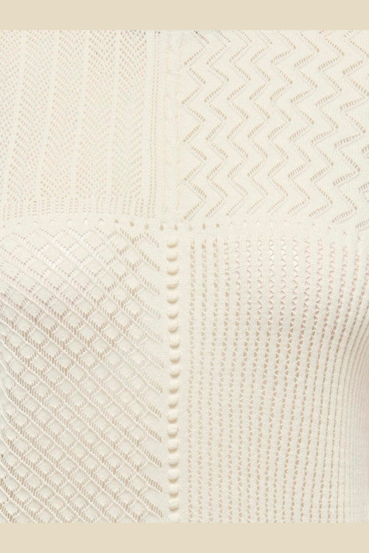 JDY - Jdyviolet S/L Frill Pullover Knt - 4878880 Birch W. Black Contrast