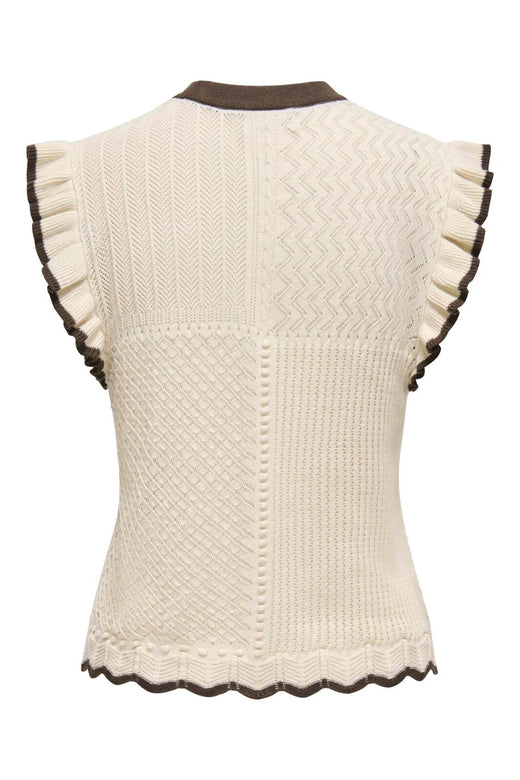 JDY - Jdyviolet S/L Frill Pullover Knt - 5107319 Birch W. Bracken Contrast