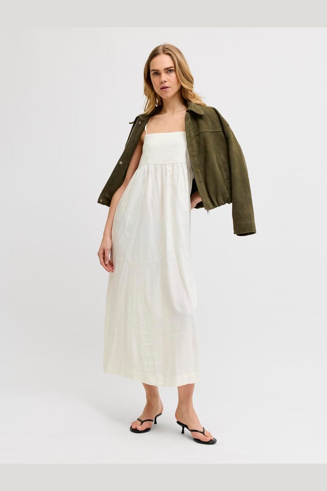 Jjxx - Jxalmira Linen Blend Long Dress - 4906547 Blanc De Blanc