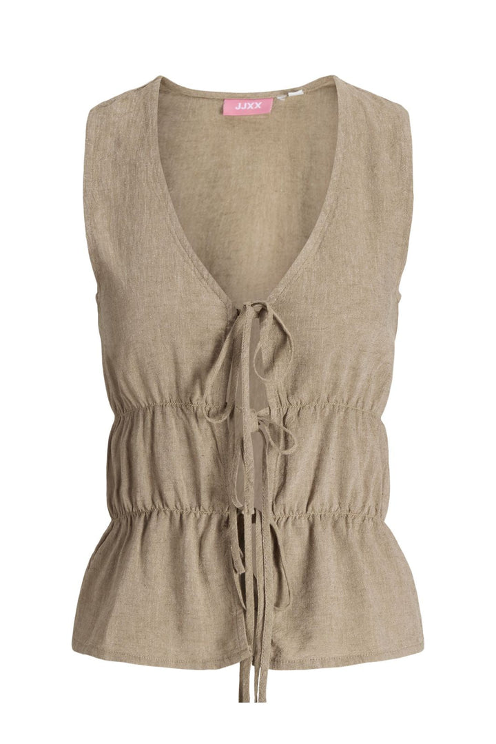 Jjxx - Jxalmira Linen Blend Tie Sl Top Ln - 4975121 Silver Mink