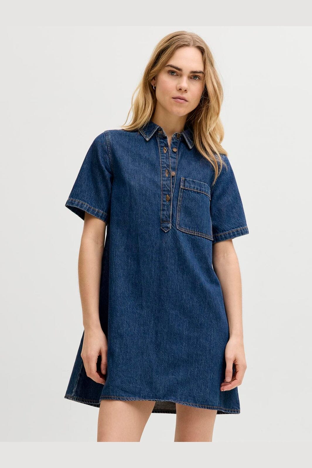 Jjxx - Jxamara Sille Ss Short Dress Sn - 4907321 Medium Blue Denim