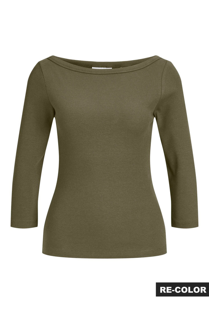 Jjxx - Jxfifi Str 3/4 Boatneck Top - 5236934 Burnt Olive