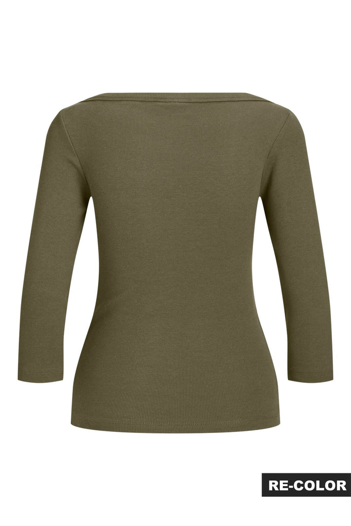 Jjxx - Jxfifi Str 3/4 Boatneck Top - 5236934 Burnt Olive