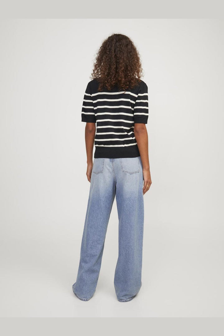 Jjxx - Jxlayla Comfy Ss Knit - 4480602 Black /Vanilla Ice