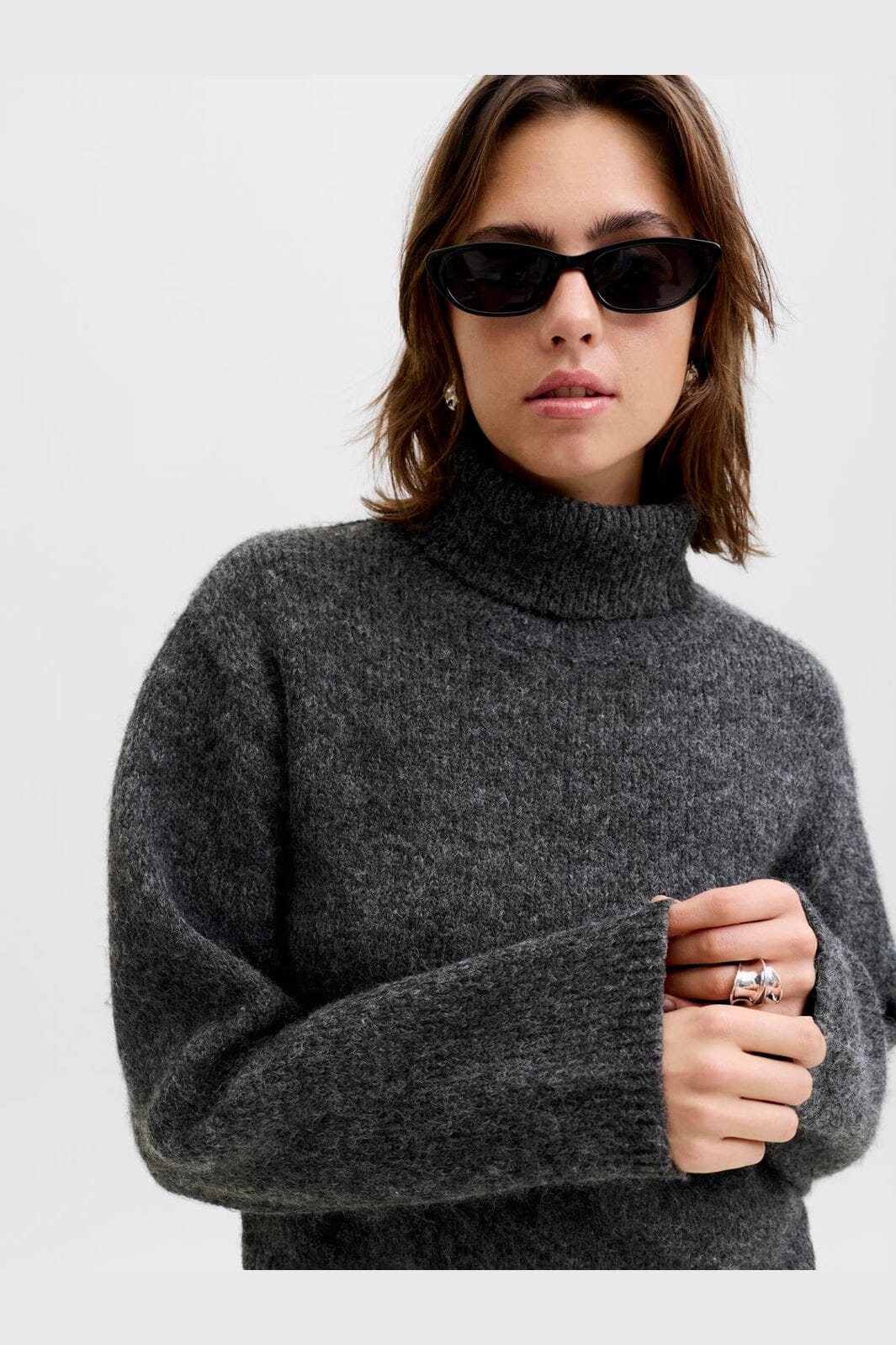 Jjxx - Jxrosanna Roll Neck Knit - 4898557 Dark Grey Melange