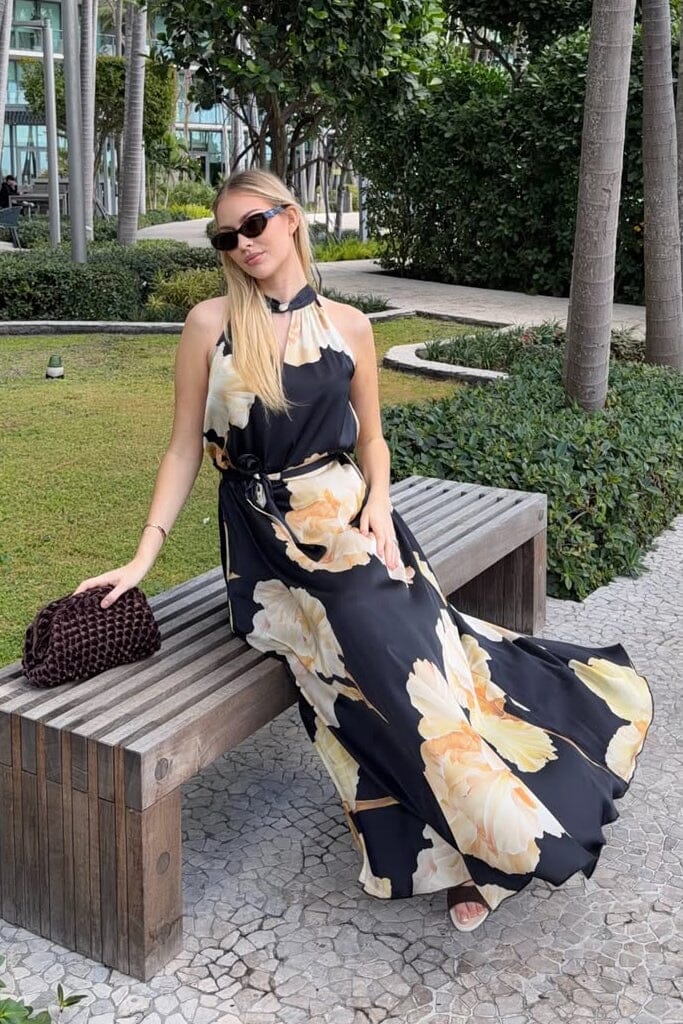 Karmamia - Heather Dress 2349 - Gold Maxi Flower Kjoler 