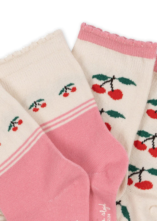Konges Sløjd - 2 Pack Jacquard Socks Ks107617 - Cherry Mix