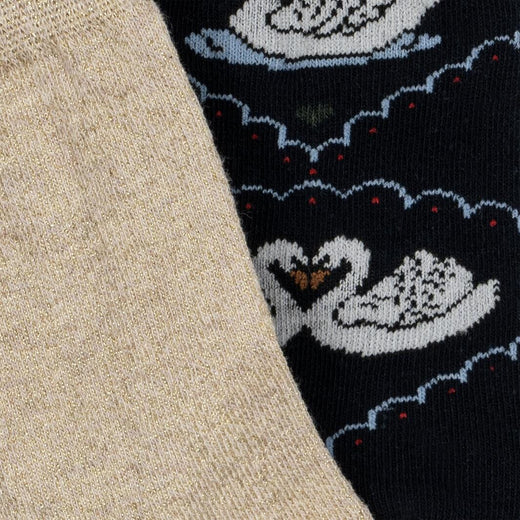 Konges Sløjd - 2 Pack Jacquard Swan Socks Ks107620 - Navy/off White
