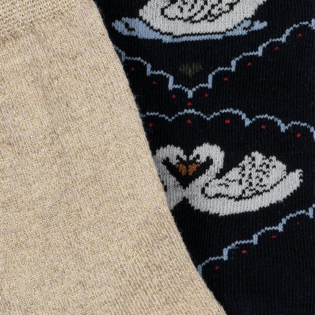 Konges Sløjd - 2 Pack Jacquard Swan Socks Ks107620 - Navy/off White