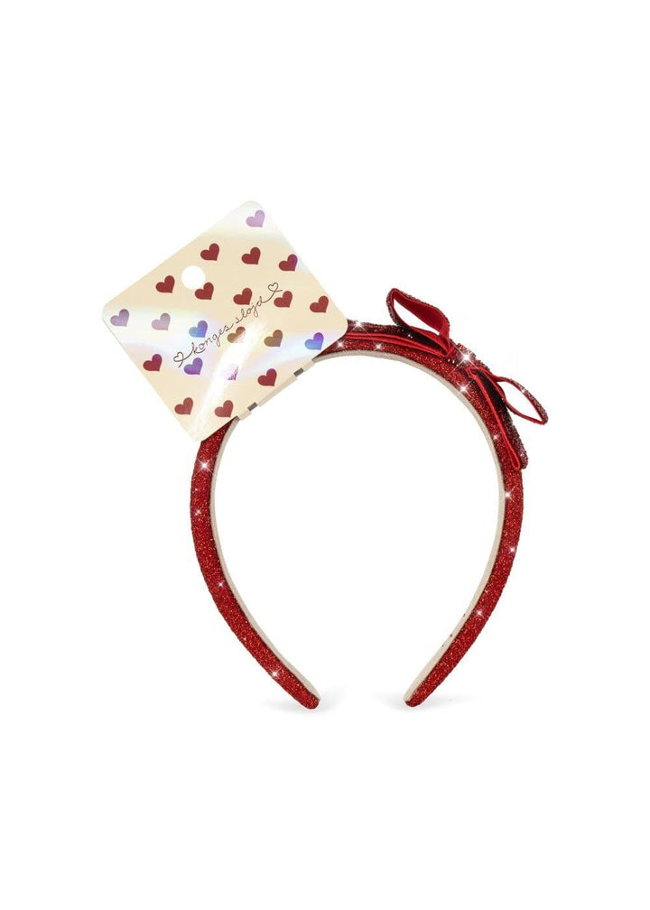 Konges Sløjd - Velvet Bow Hairbrace Ks106640 - Red Glitter