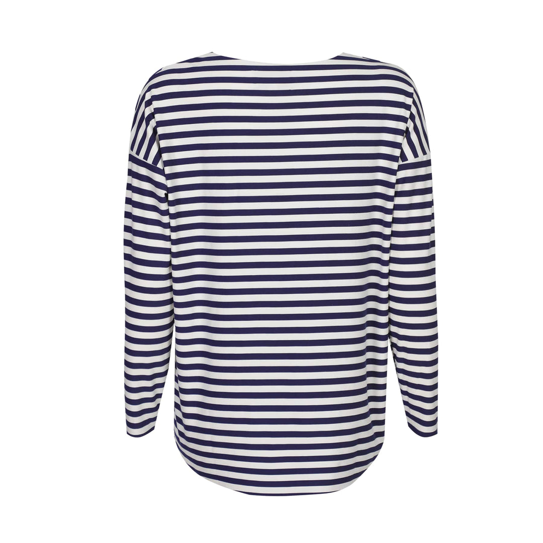 Liberte - Alma-Ls-Top 9504 - Blue Creme Stripe Bluser 