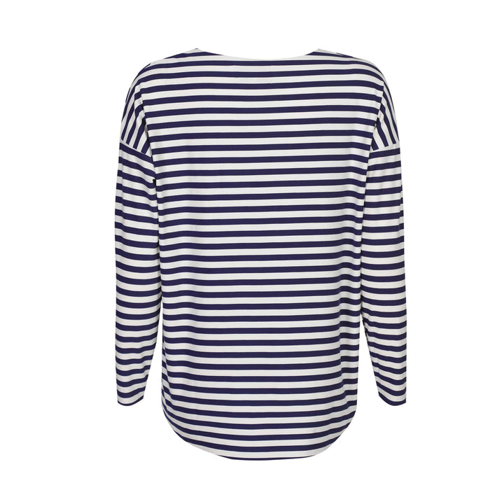 Liberte - Alma-Ls-Top 9504 - Blue Creme Stripe Bluser 