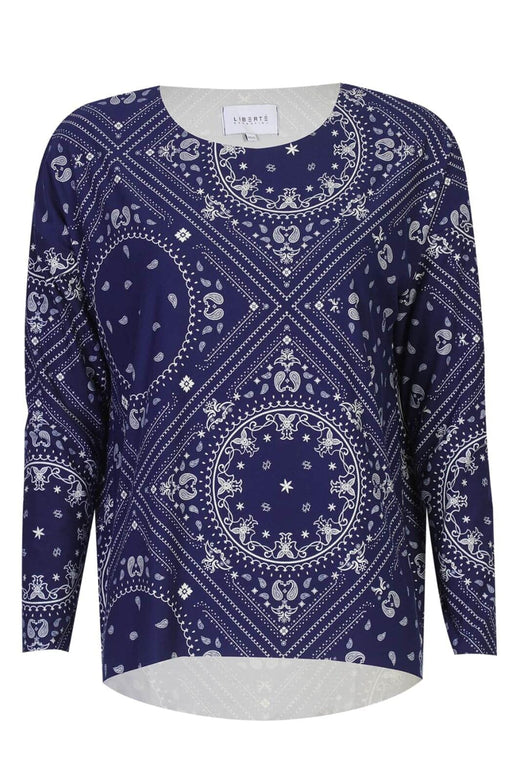 Liberte - Alma-Ls-Top 9504 - Blue Scarf Bluser 