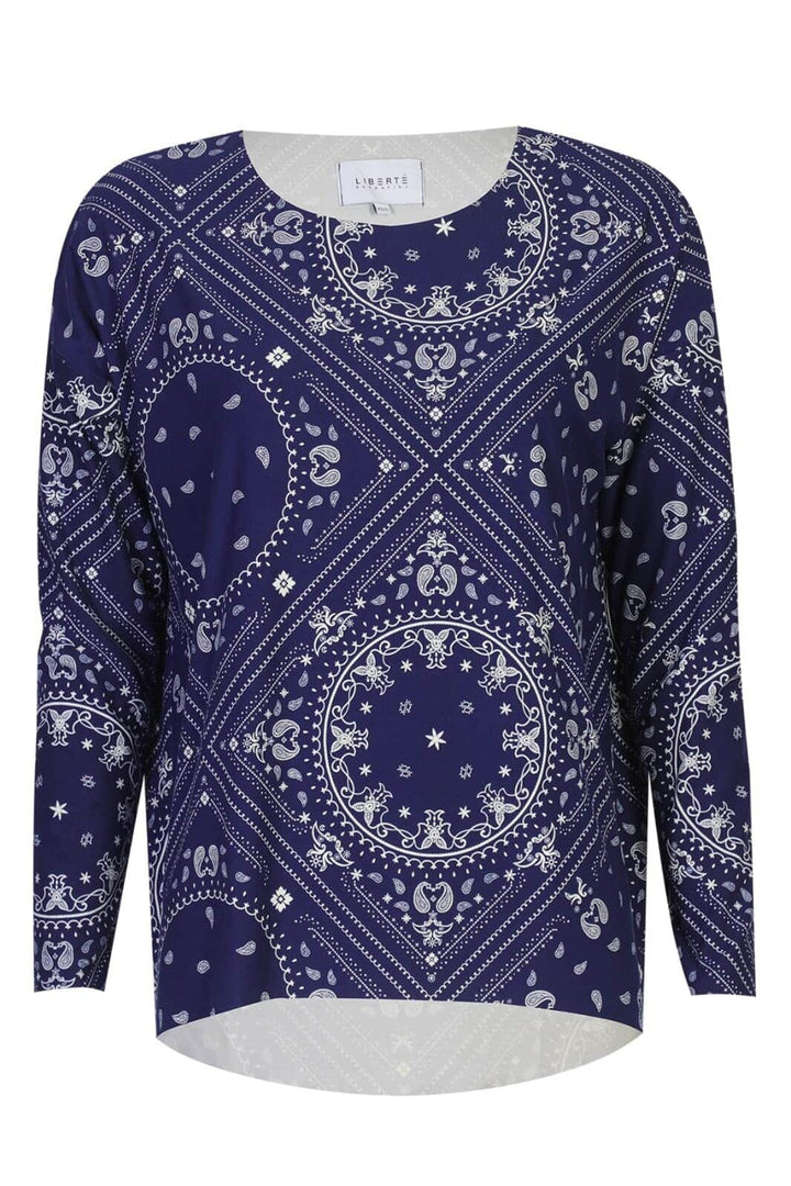 Liberte - Alma-Ls-Top 9504 - Blue Scarf Bluser 