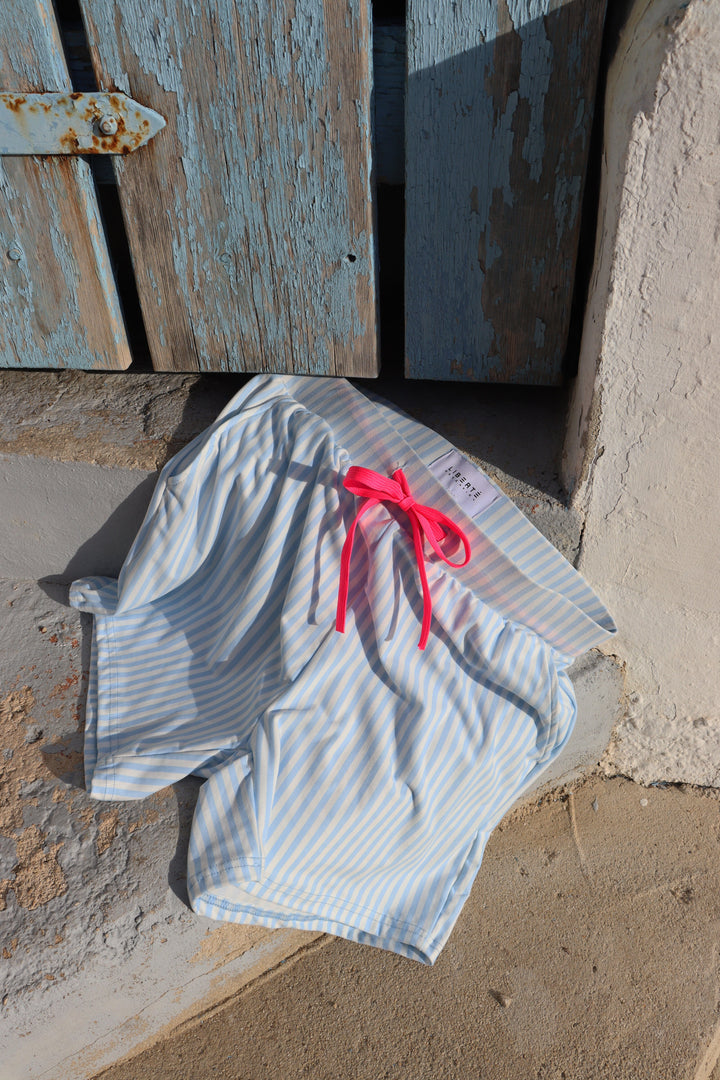 Liberte - Alma-Shorts 9517 - L. Blue Creme Small Stripe Shorts 