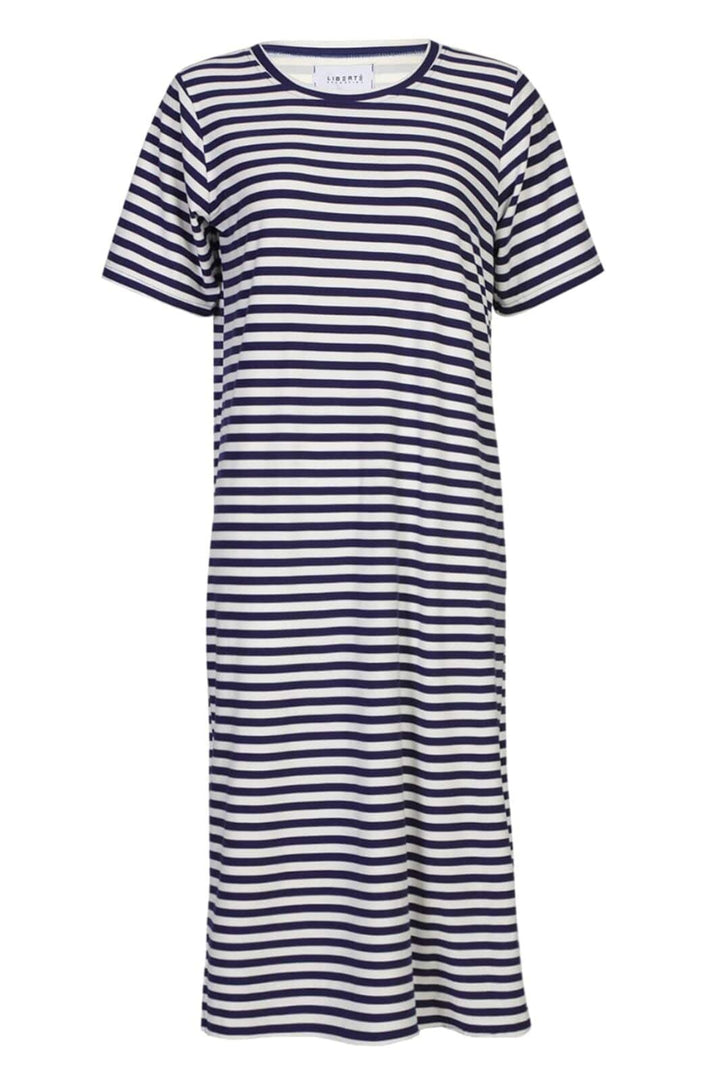 Liberte - Alma-Tshirt-Dress 9562 - Blue Creme Stripe Kjoler 