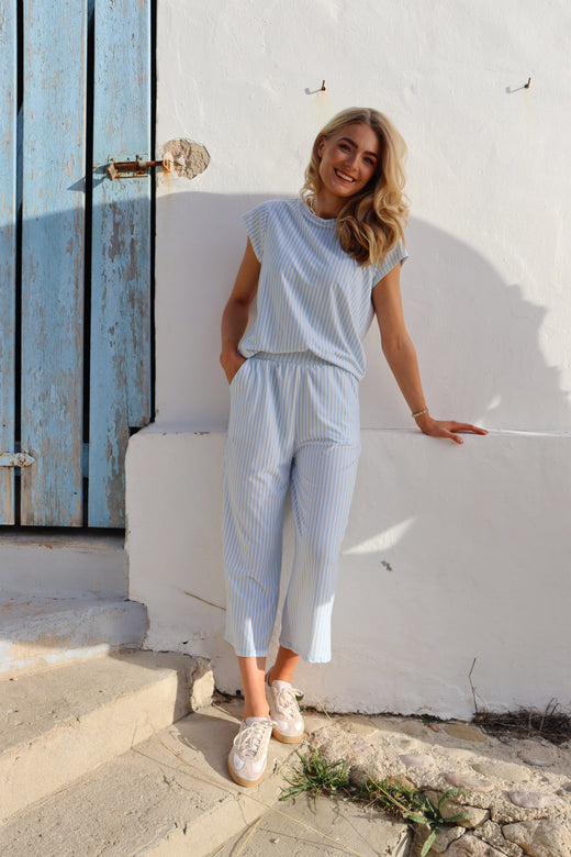 Liberte - Alma-U-Tshirt 9581 - L. Blue Creme Small Stripe T-shirts 