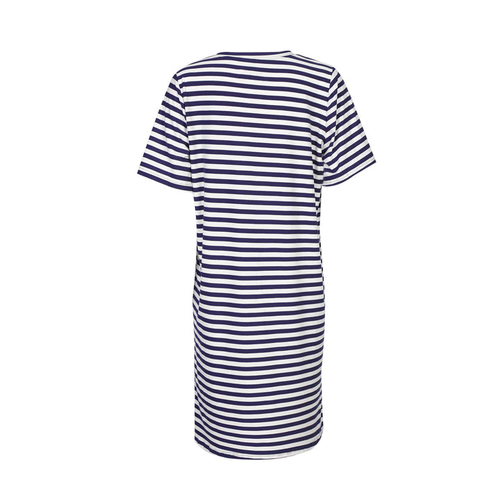 Liberte - Alma-Vneck-Tshirt-Dress 9594 - Blue Creme Stripe Kjoler 