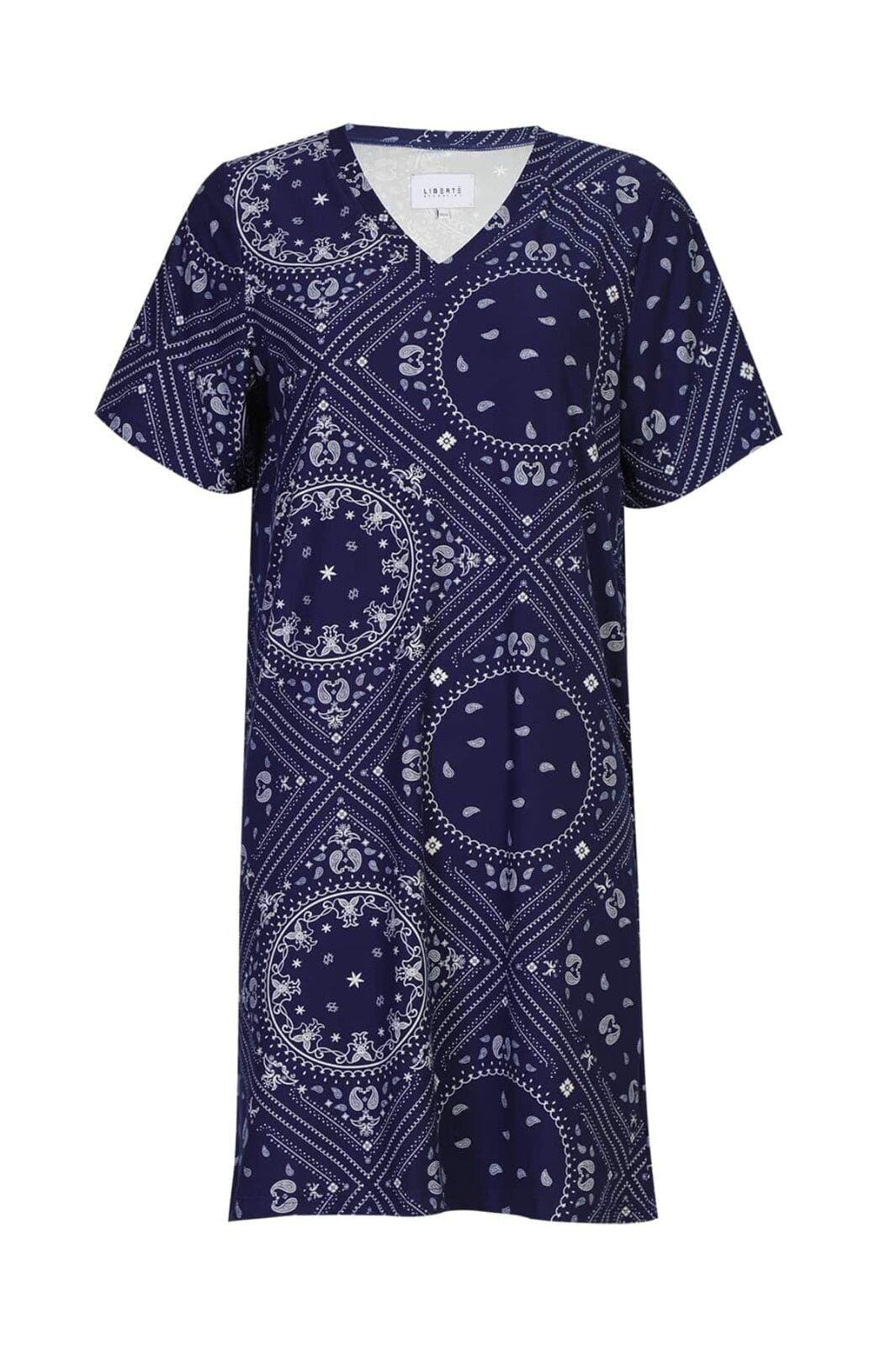Liberte - Alma-Vneck-Tshirt-Dress 9594 - Blue Scarf Kjoler 