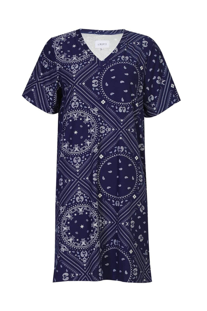 Liberte - Alma-Vneck-Tshirt-Dress 9594 - Blue Scarf Kjoler 