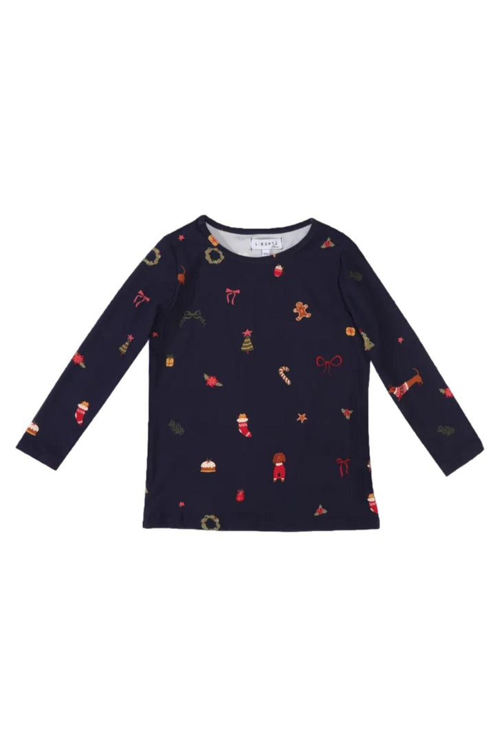 Liberte Ami - Alma-Ls-Tshirt-Kids 9659 - Dog Navy T-shirts 