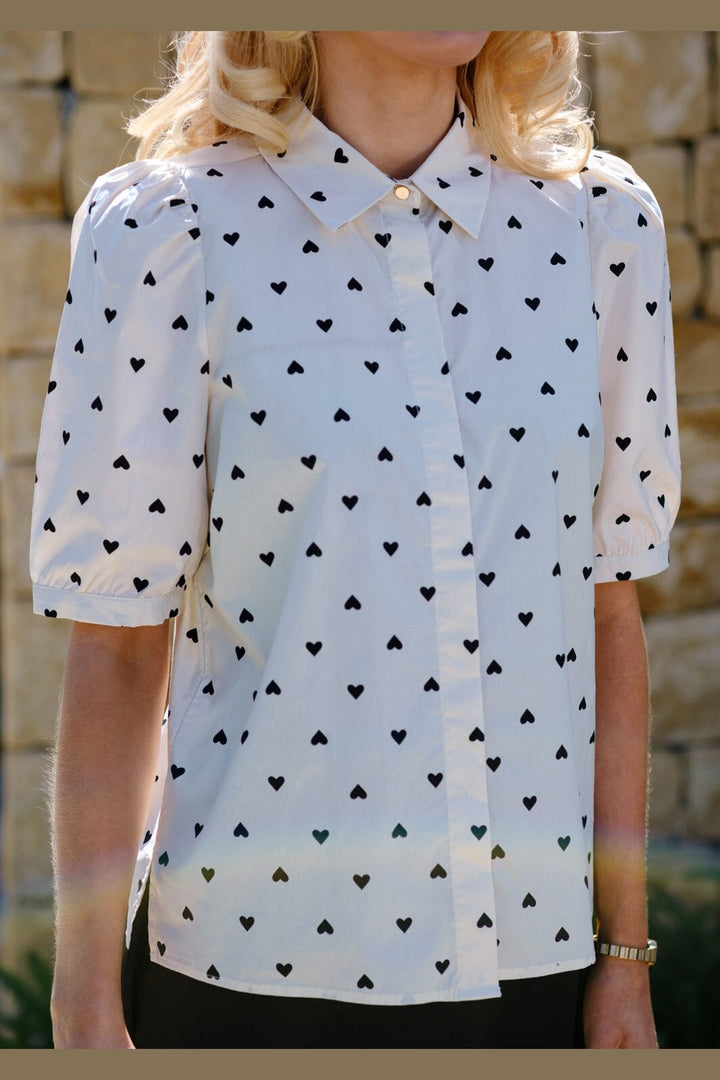 Liberte - Flora Ss Blouse 22181 - Creme Black Heart