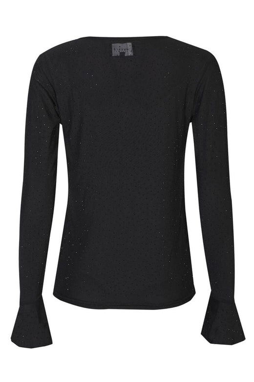 Liberte - Mesh Ls Frill Sleeve Top 22500 - Black Black Diamond Dot Toppe 