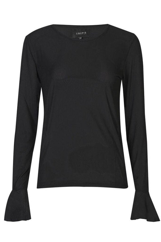 Liberte - Mesh Ls Frill Sleeve Top 22500 - Black Toppe 