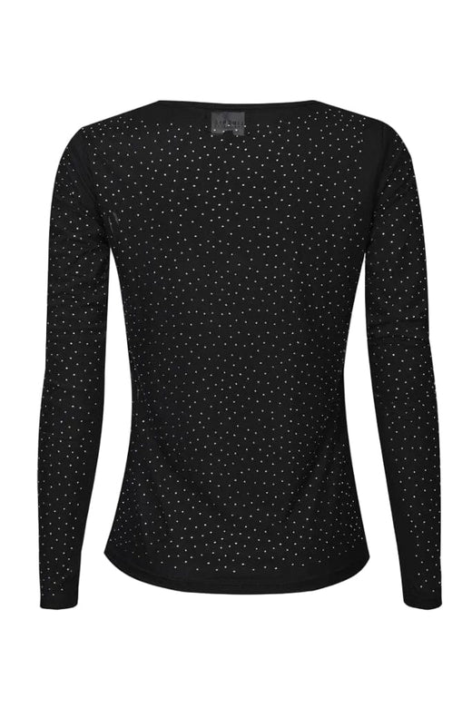 Liberte - Mesh Ls Sparkle Tshirt 22134 - Black Silver Diamond Dot T-shirts 