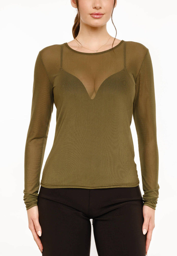 Liberte - Mesh Ls Tshirt 22065 - Army Bluser 