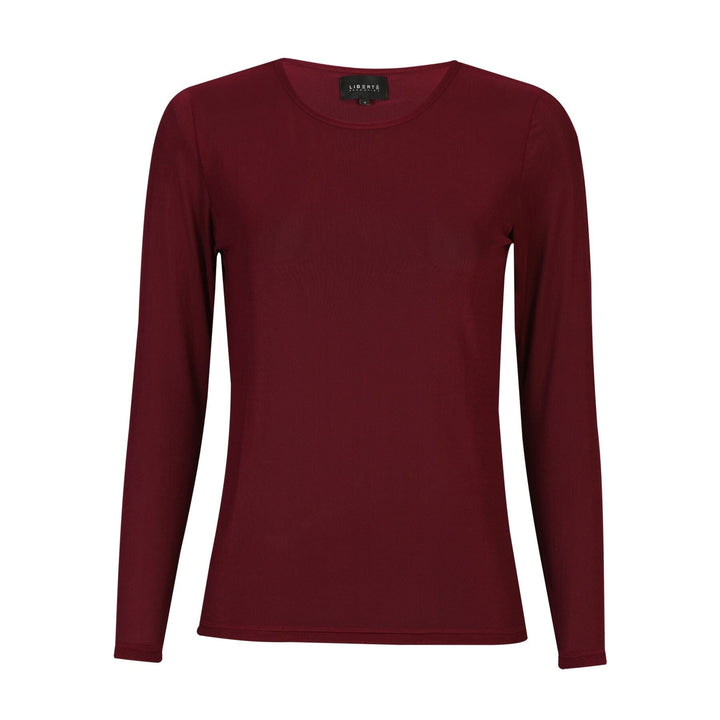 Liberte - Mesh Ls Tshirt 22065 - Bordeaux Bluser 