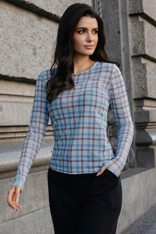 Liberte - Mesh Ls Tshirt 22065 - Brown Ice Melt Check T-shirts 