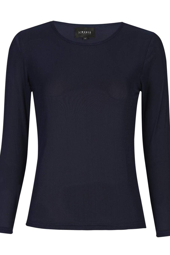 Liberte - Mesh Ls Tshirt 22065 - Navy Bluser 