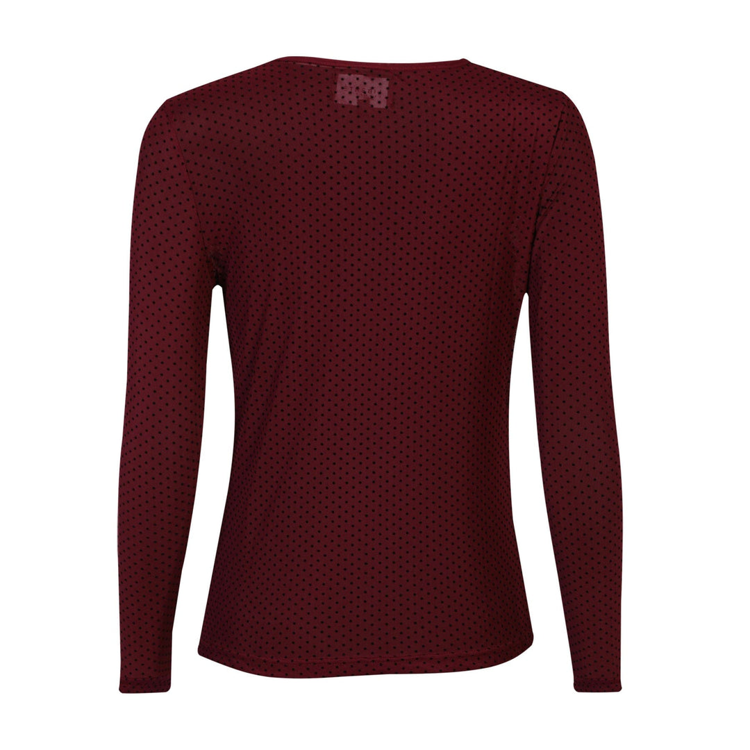 Liberte - Mesh Ls Tshirt, Dot 22069 - Bordeaux Bluser 