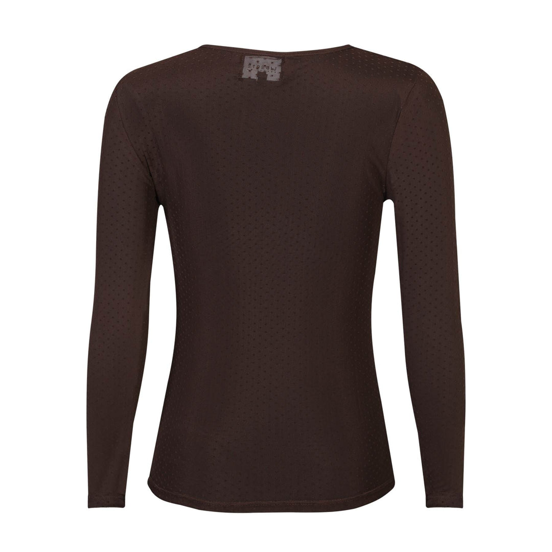 Liberte - Mesh Ls Tshirt, Dot 22069 - Dark Brown Bluser 