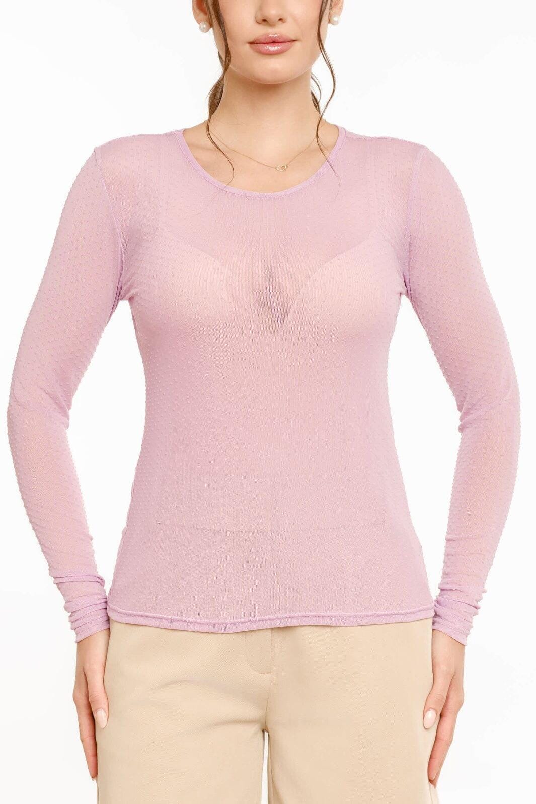 Liberte - Mesh Ls Tshirt, Dot 22069 - Lavender Bluser 